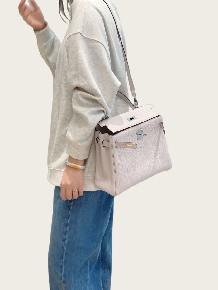 Imported Genuine Togo Calfskin Leather Tote Shoulder Bag