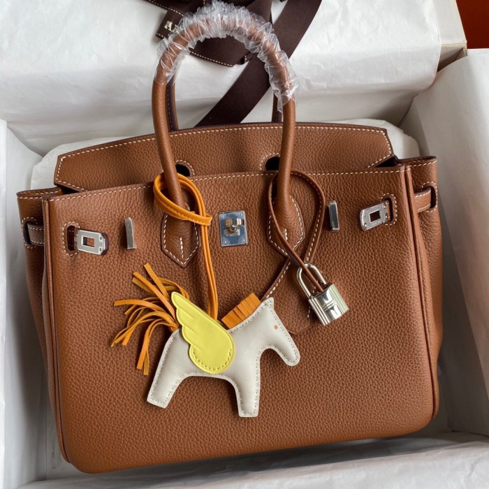 Genuine Togo Calfskin Leather Women Top Handle Bag