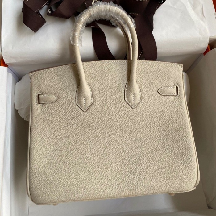 Genuine Togo Calfskin Leather Women Top Handle Bag