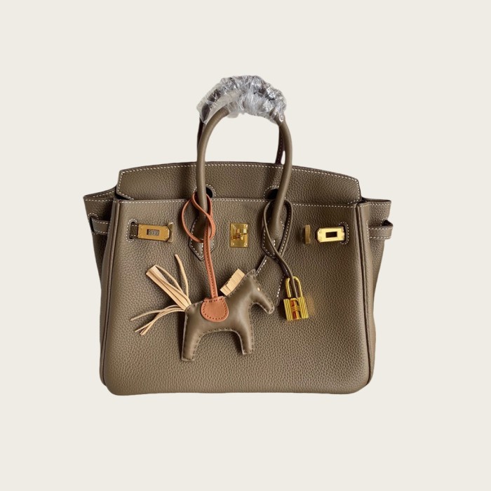 Genuine Togo Calfskin Leather Women Top Handle Bag
