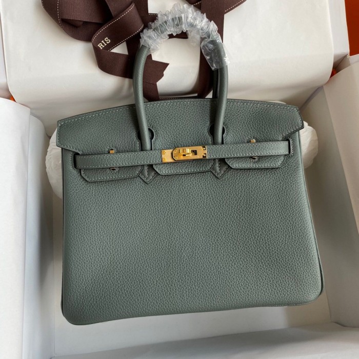 Genuine Togo Calfskin Leather Women Top Handle Bag