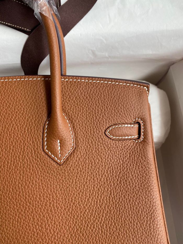 Genuine Togo Calfskin Leather Women Top Handle Bag