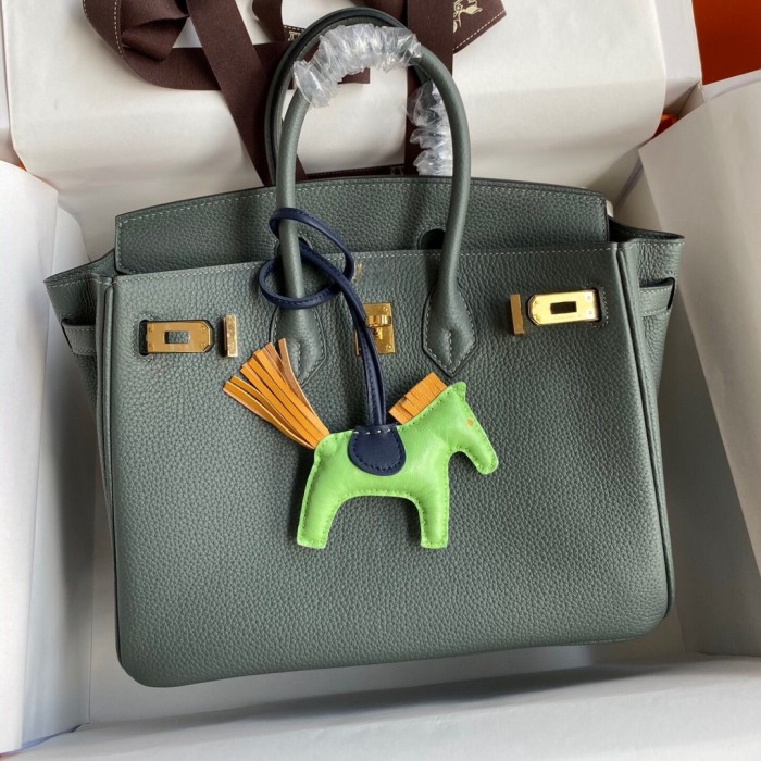 Genuine Togo Calfskin Leather Women Top Handle Bag