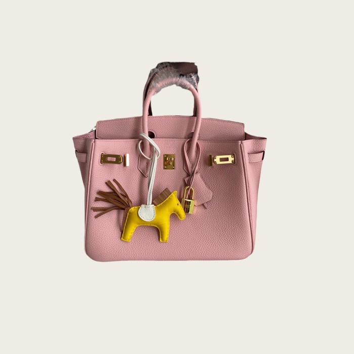 Genuine Togo Calfskin Leather Women Top Handle Bag