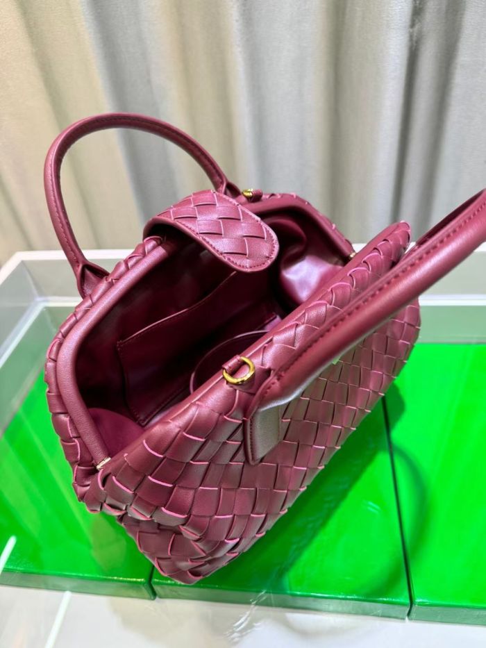 Genuine Cowhile Leather Woven Bag Designer Bowling Bag
