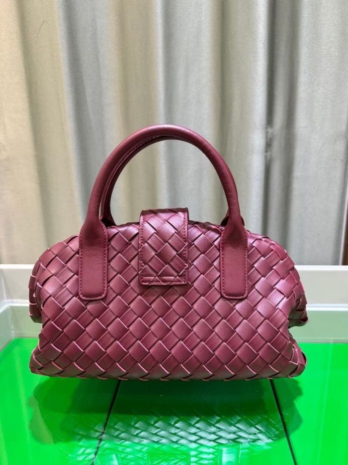 Genuine Cowhile Leather Woven Bag Designer Bowling Bag