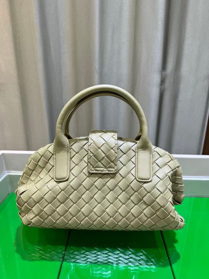Genuine Cowhile Leather Woven Bag Designer Bowling Bag