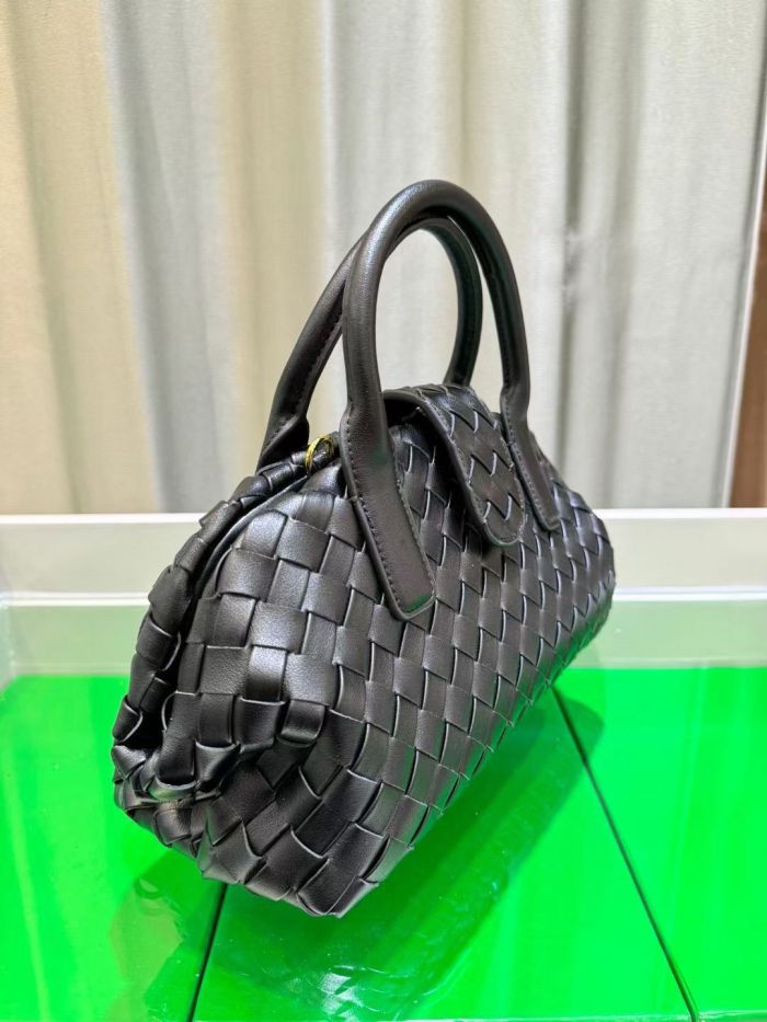 Genuine Cowhile Leather Woven Bag Designer Bowling Bag