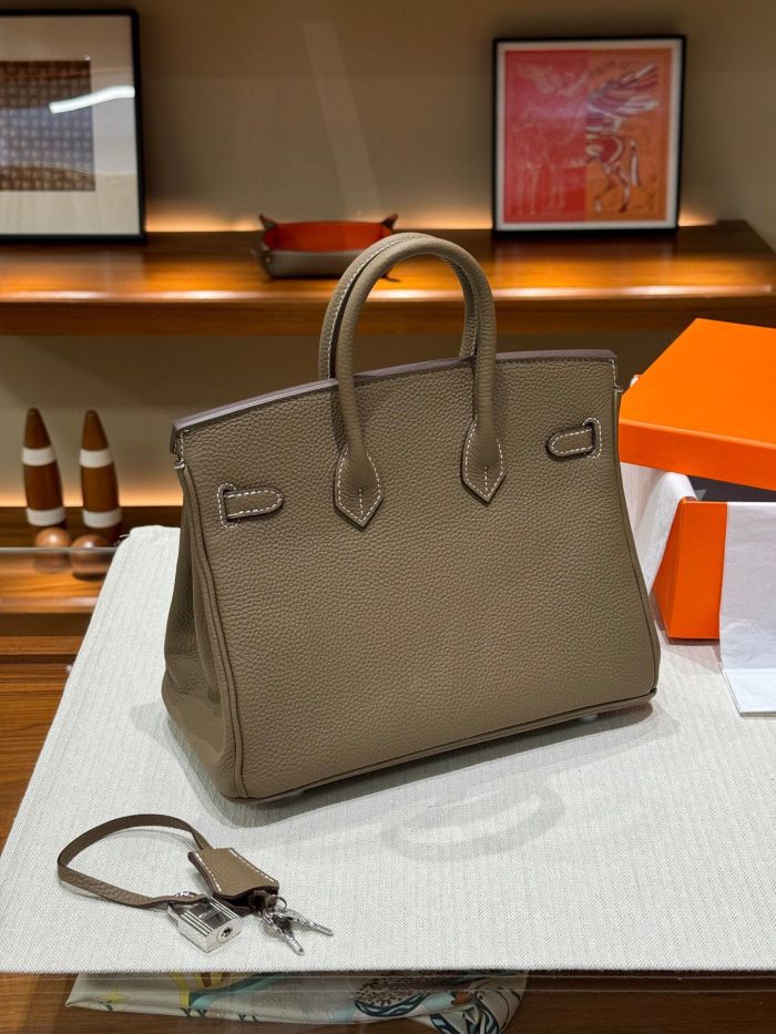 Genuine Togo Leather Women Top Handle Bag