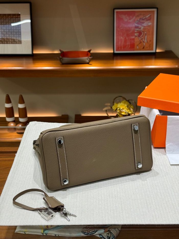 Genuine Togo Leather Women Top Handle Bag