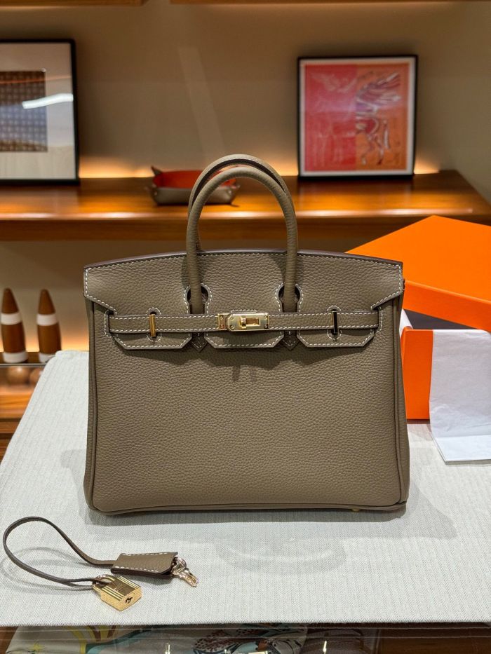 Genuine Togo Leather Women Top Handle Bag