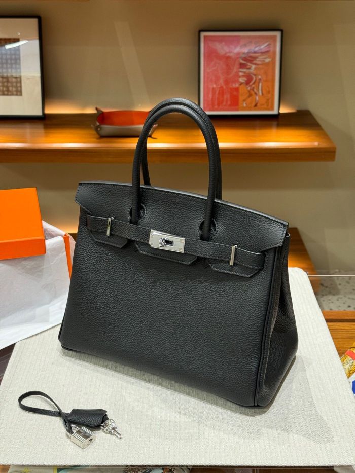 Genuine Togo Leather Women Top Handle Bag