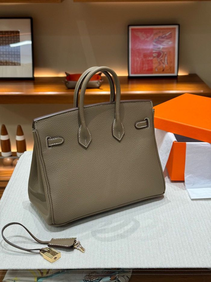 Genuine Togo Leather Women Top Handle Bag