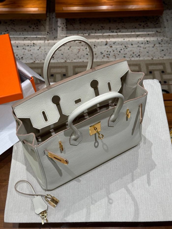 Genuine Togo Leather Women Top Handle Bag