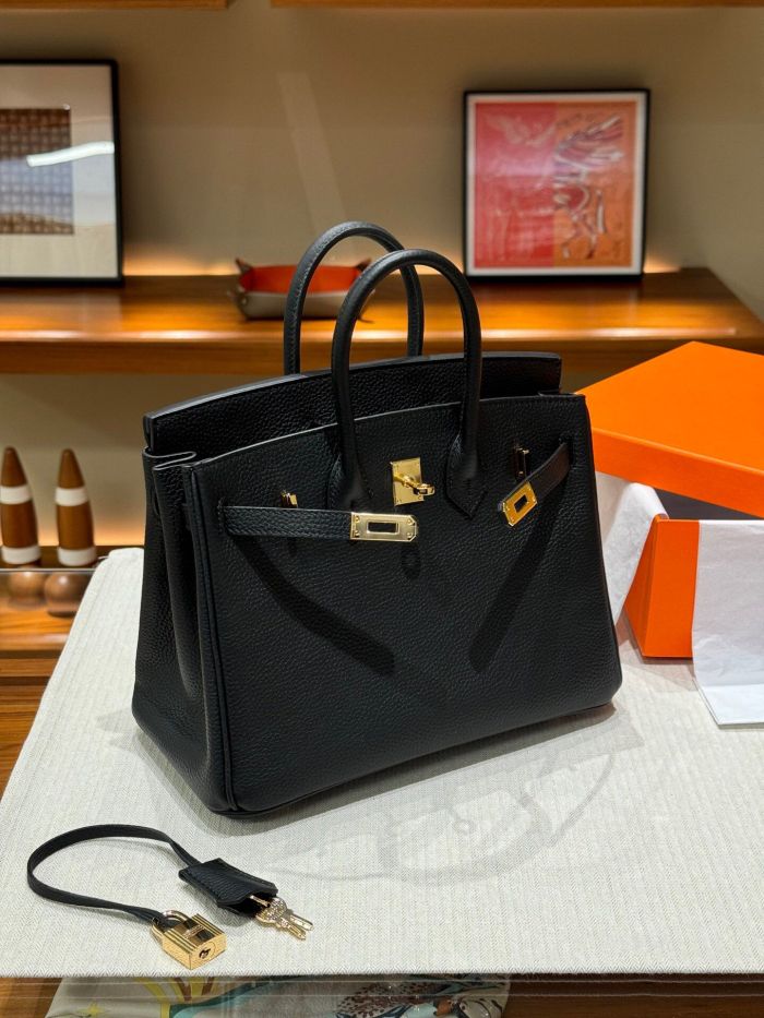 Genuine Togo Leather Women Top Handle Bag