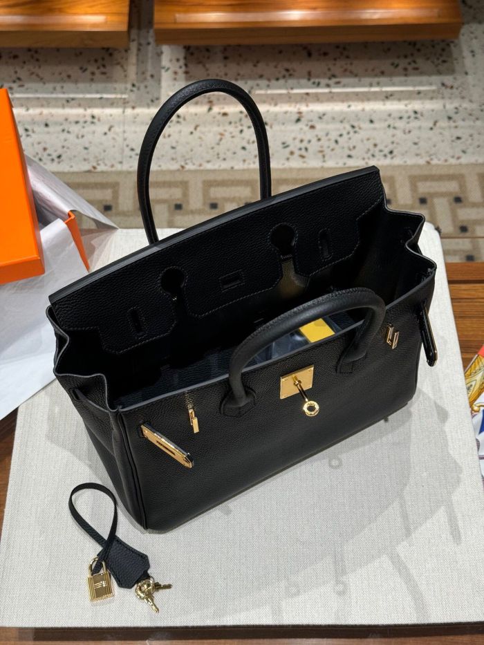 Genuine Togo Leather Women Top Handle Bag