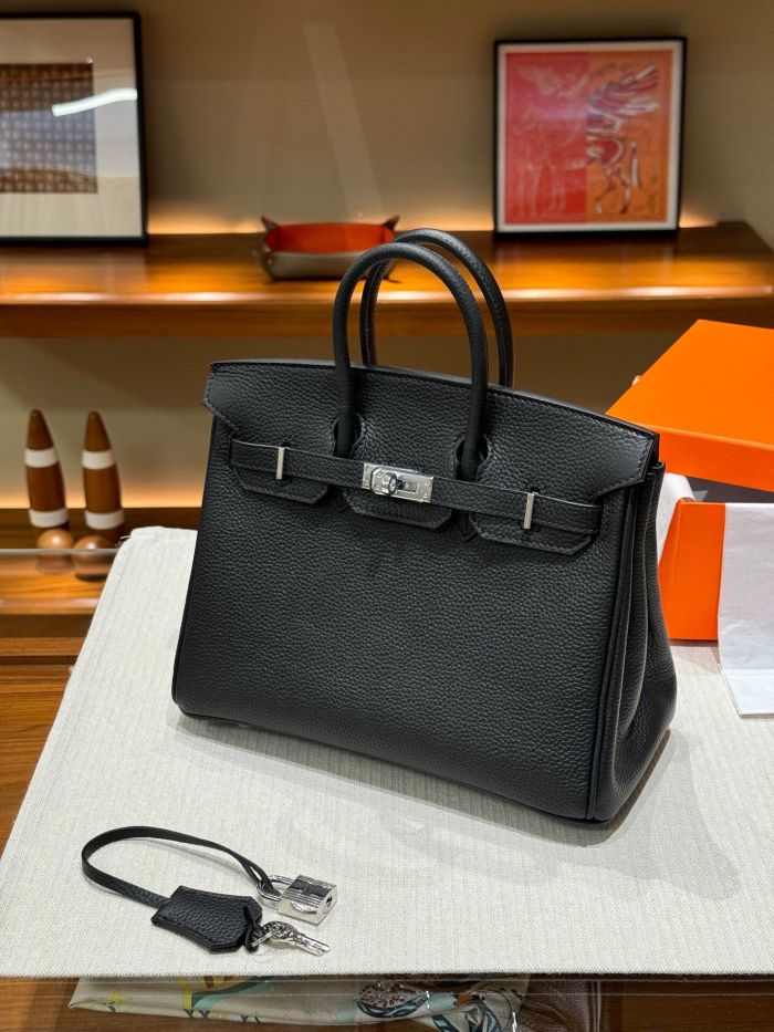 Genuine Togo Leather Women Top Handle Bag