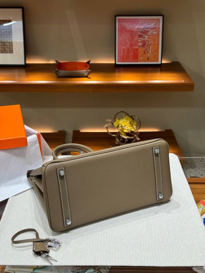 Genuine Togo Leather Women Top Handle Bag