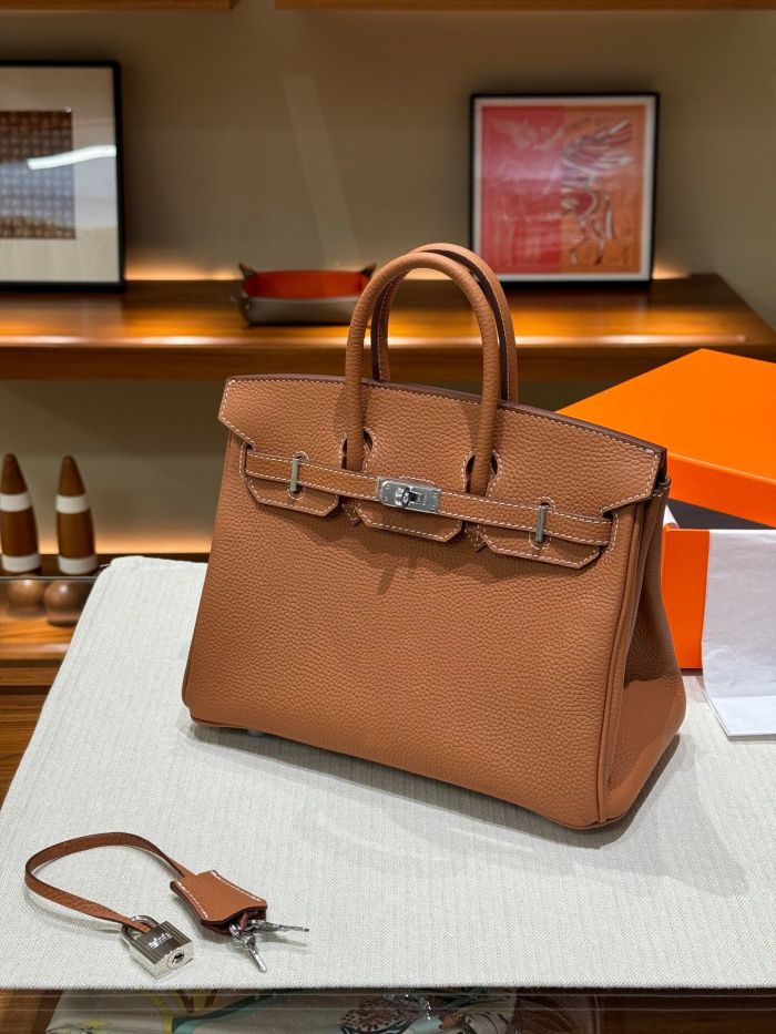 Genuine Togo Leather Women Top Handle Bag