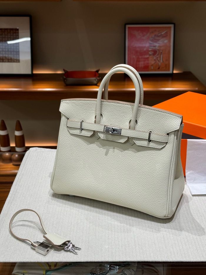 Genuine Togo Leather Women Top Handle Bag