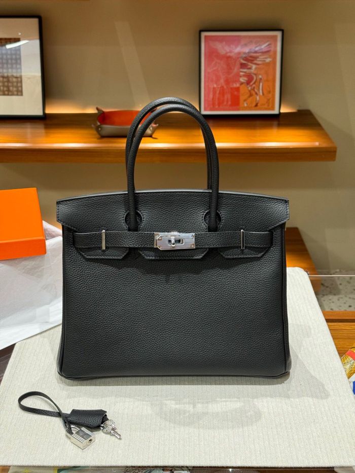 Genuine Togo Leather Women Top Handle Bag