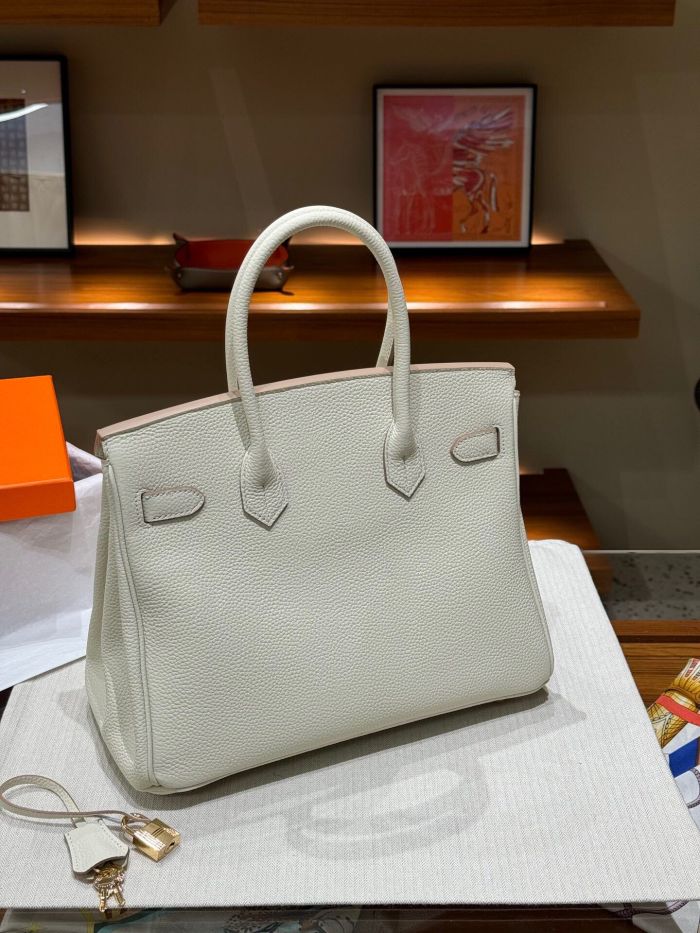Genuine Togo Leather Women Top Handle Bag
