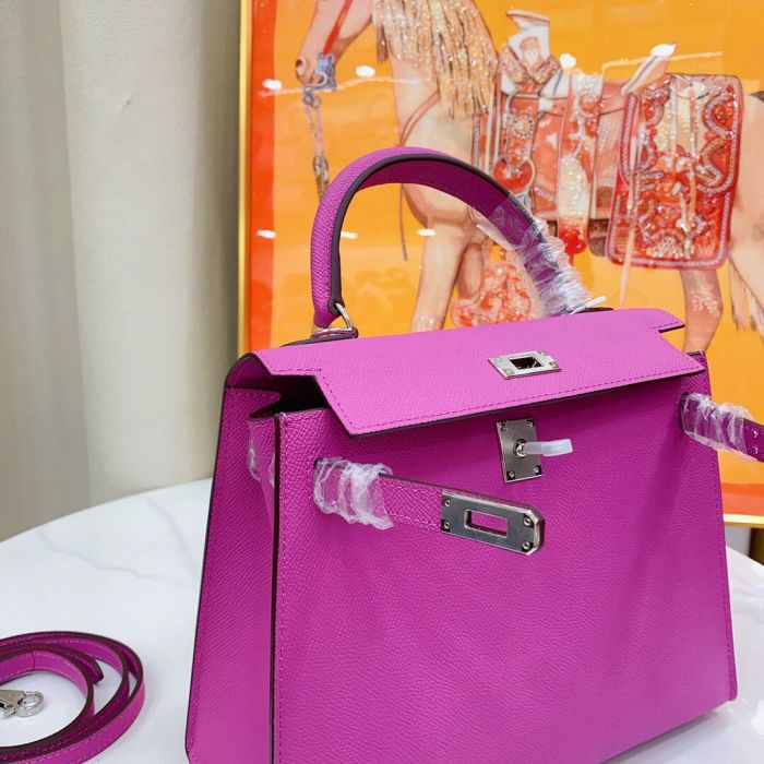 Mini Epsom Leather Tote Shoulder Bag with Silver Hardware