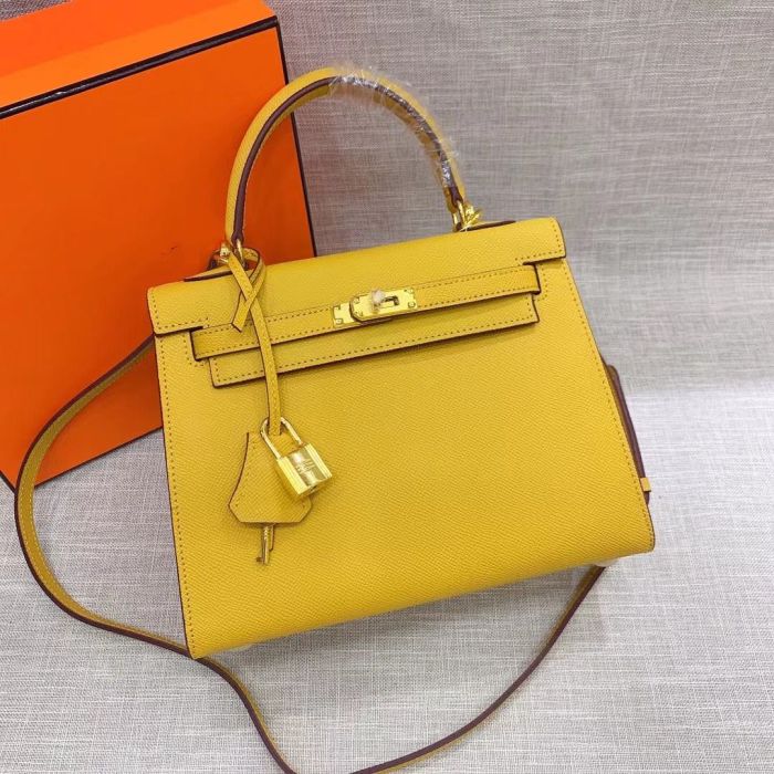 Genuine Epsom Leather Designer Kelly Bag 19cm 22cm 25cm 28cm with a Leather Horse Keychain