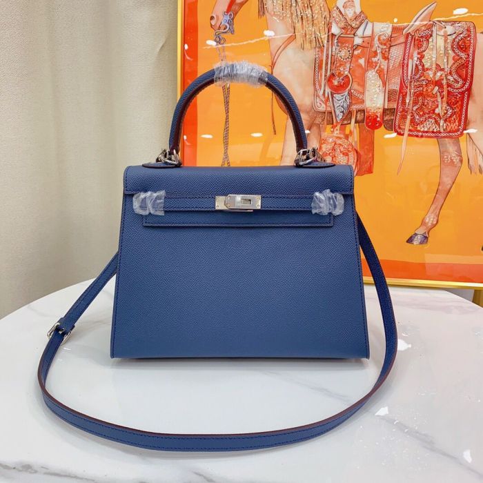 Mini Epsom Leather Tote Shoulder Bag with Silver Hardware