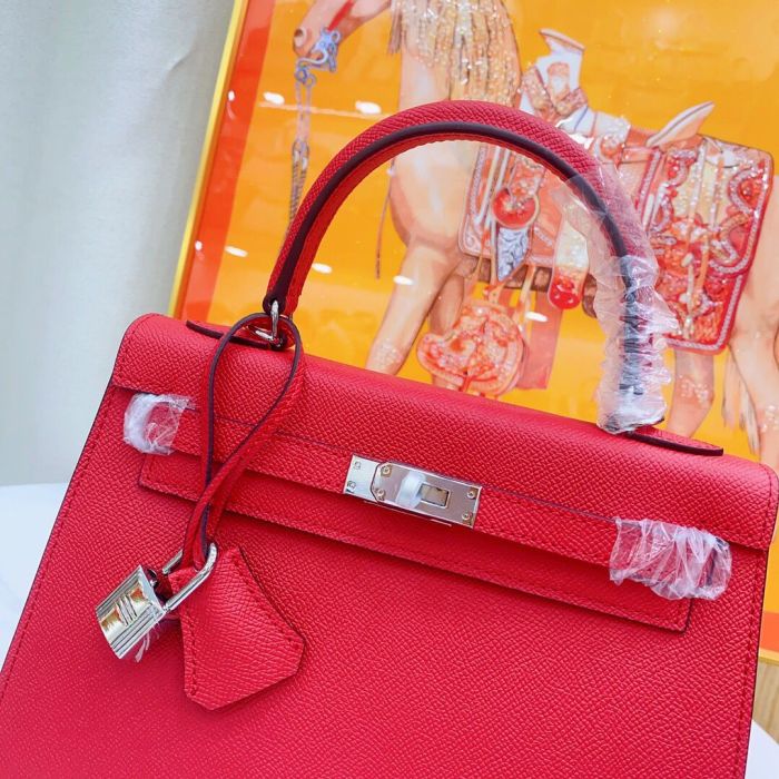 Mini Epsom Leather Tote Shoulder Bag with Silver Hardware