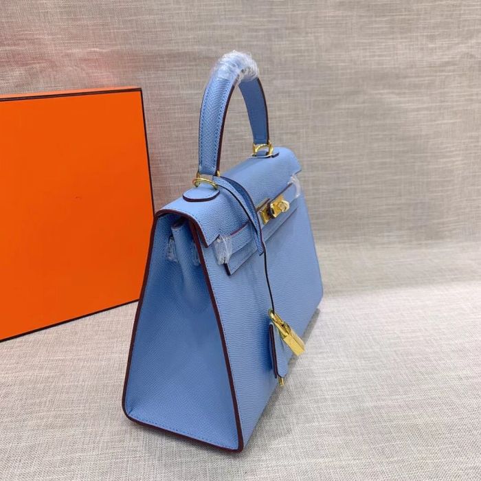 Genuine Epsom Leather Designer Kelly Bag 19cm 22cm 25cm 28cm with a Leather Horse Keychain