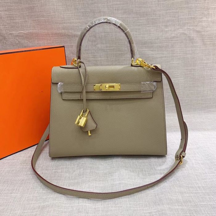 Genuine Epsom Leather Designer Kelly Bag 19cm 22cm 25cm 28cm with a Leather Horse Keychain