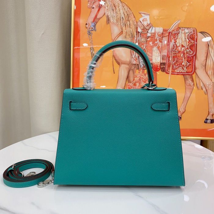 Mini Epsom Leather Tote Shoulder Bag with Silver Hardware