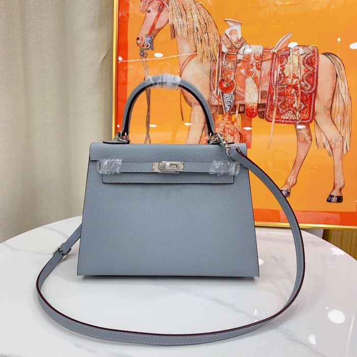 Mini Epsom Leather Tote Shoulder Bag with Silver Hardware