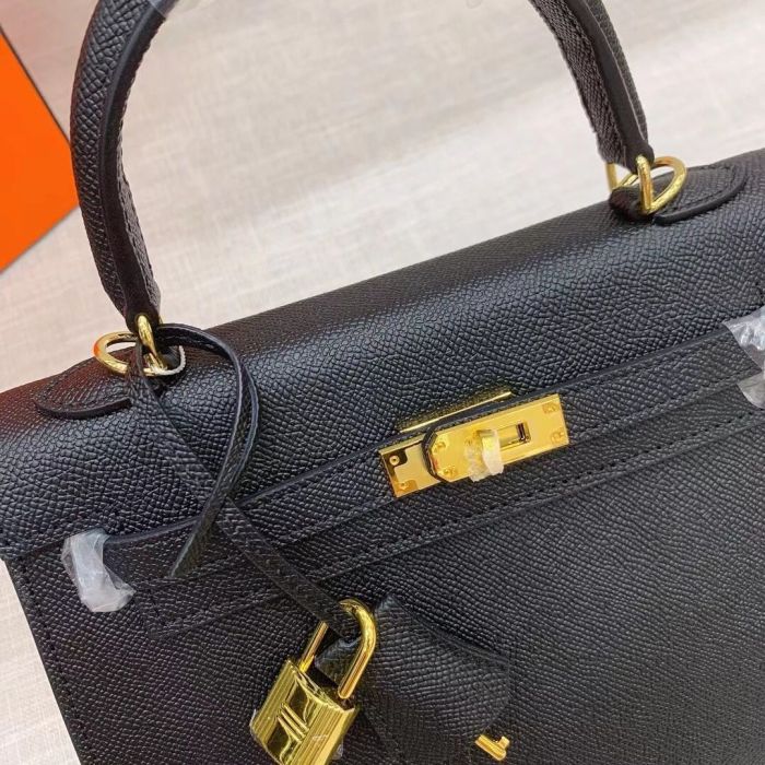 Genuine Epsom Leather Designer Kelly Bag 19cm 22cm 25cm 28cm with a Leather Horse Keychain
