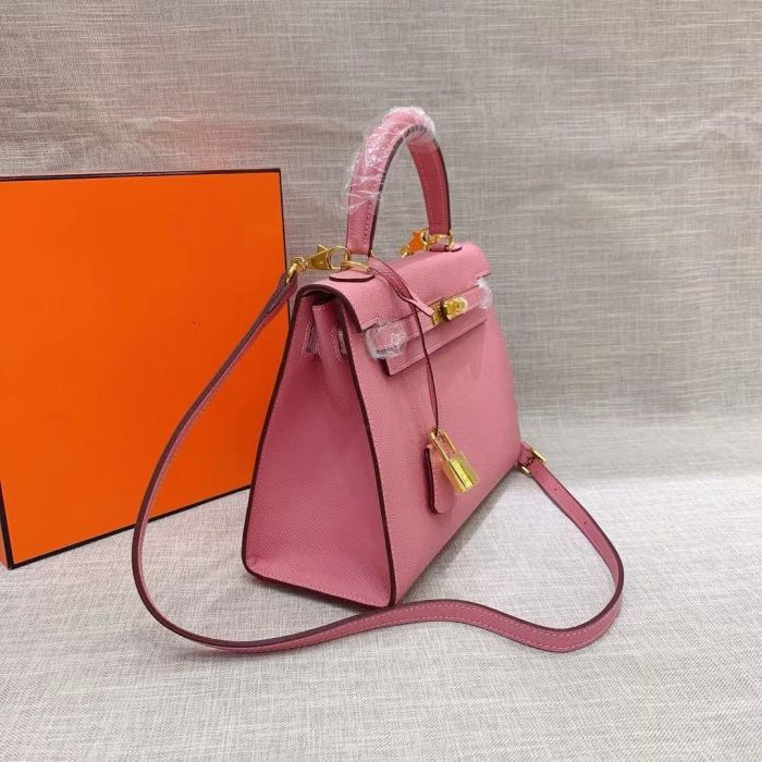 Genuine Epsom Leather Designer Kelly Bag 19cm 22cm 25cm 28cm with a Leather Horse Keychain