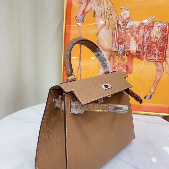 Mini Epsom Leather Tote Shoulder Bag with Silver Hardware
