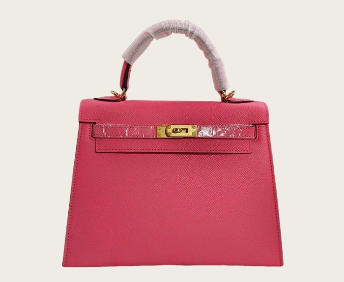 Genuine Epsom Leather Designer Kelly Bag 19cm 22cm 25cm 28cm with a Leather Horse Keychain