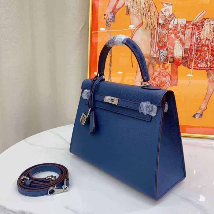 Mini Epsom Leather Tote Shoulder Bag with Silver Hardware