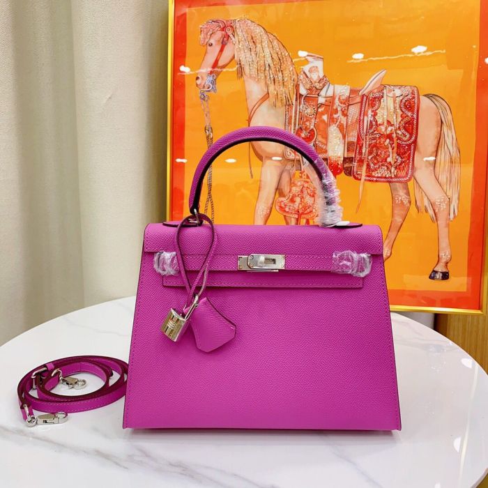 Mini Epsom Leather Tote Shoulder Bag with Silver Hardware