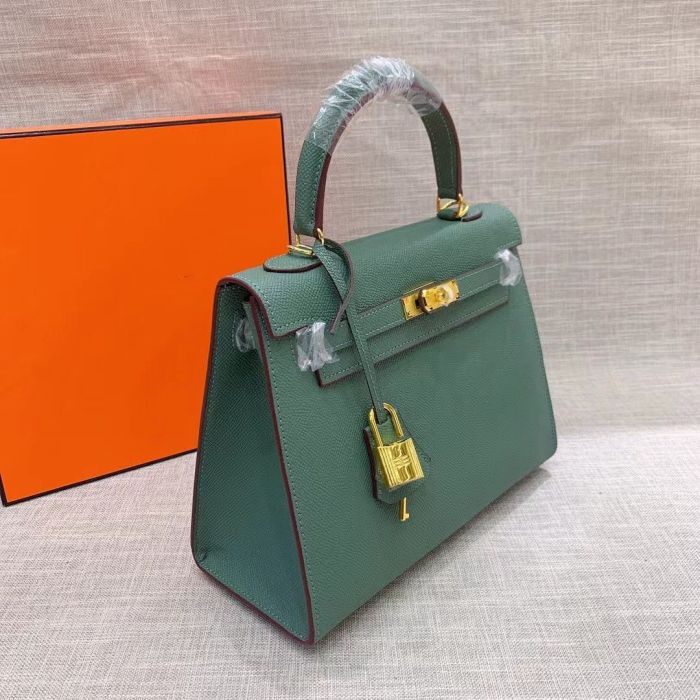 Genuine Epsom Leather Designer Kelly Bag 19cm 22cm 25cm 28cm with a Leather Horse Keychain
