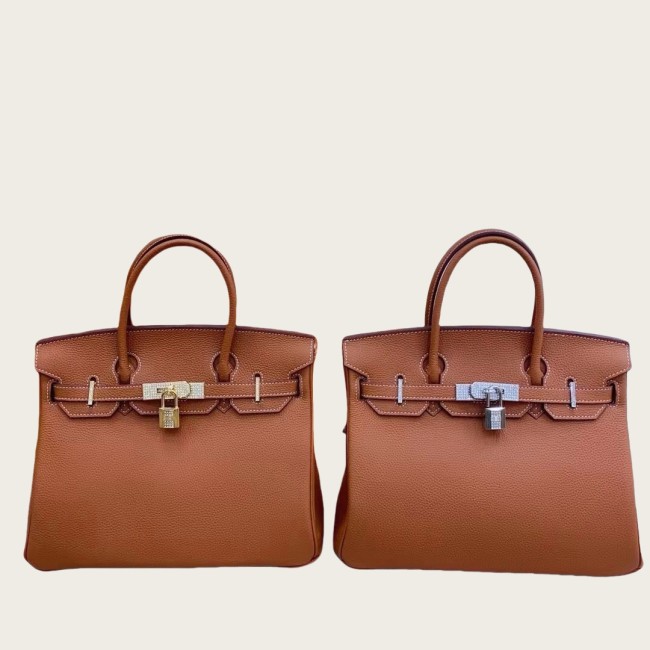25cm 30cm 35cm Genuine Leather Birkin Style Bag