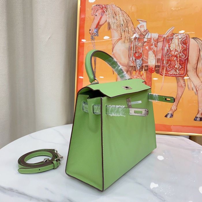Mini Epsom Leather Tote Shoulder Bag with Silver Hardware