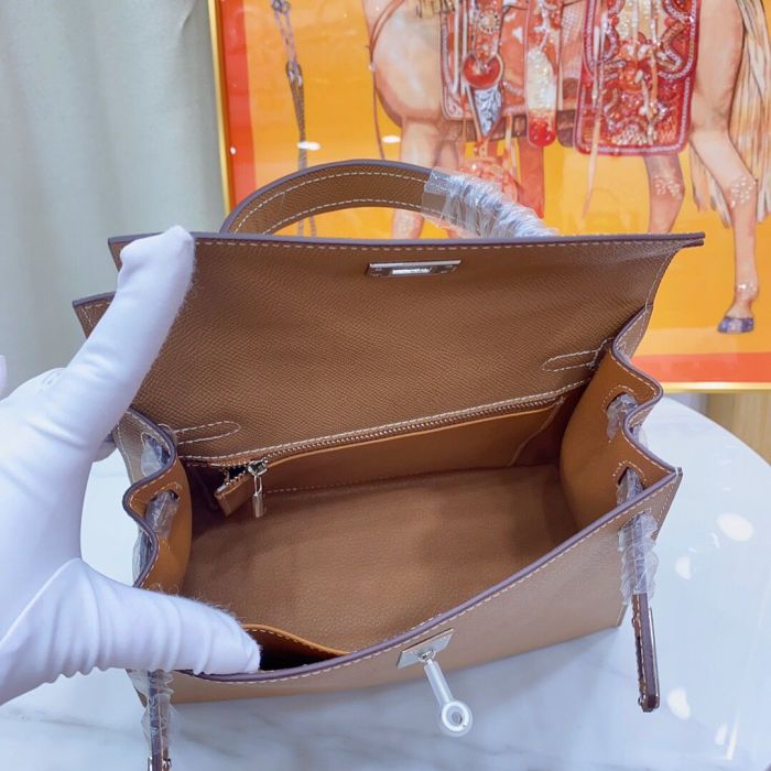 Mini Epsom Leather Tote Shoulder Bag with Silver Hardware