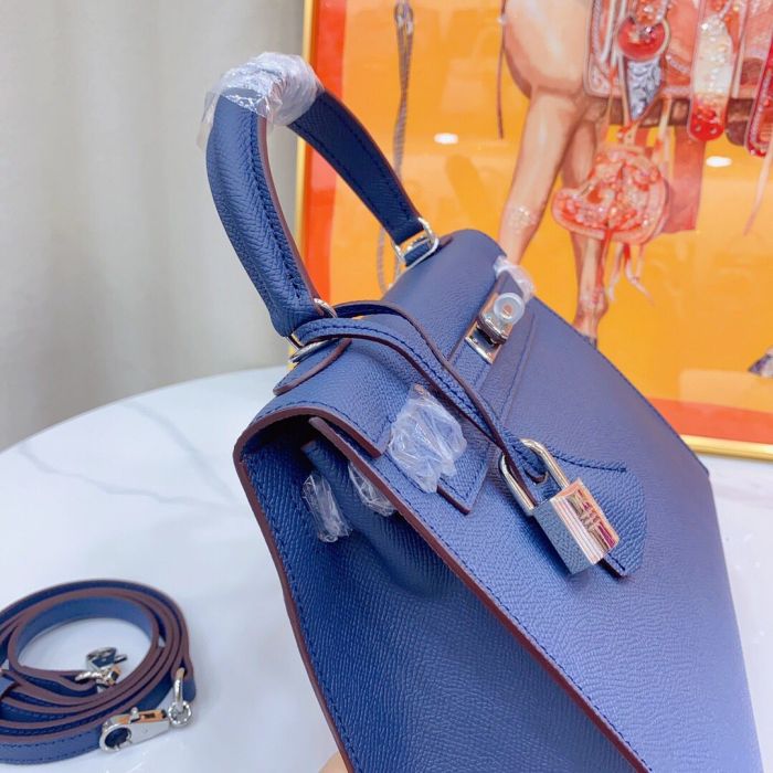 Mini Epsom Leather Tote Shoulder Bag with Silver Hardware