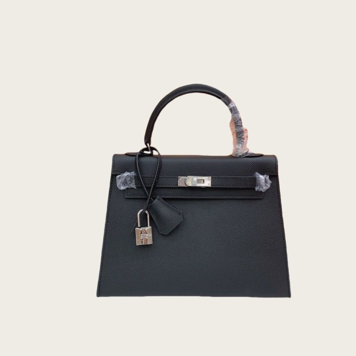 Mini Epsom Leather Tote Shoulder Bag with Silver Hardware