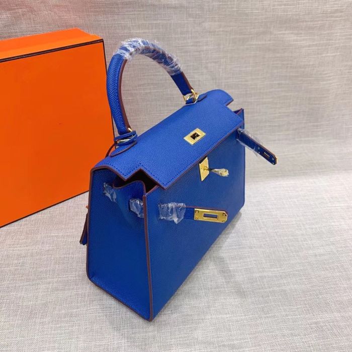 Genuine Epsom Leather Designer Kelly Bag 19cm 22cm 25cm 28cm with a Leather Horse Keychain