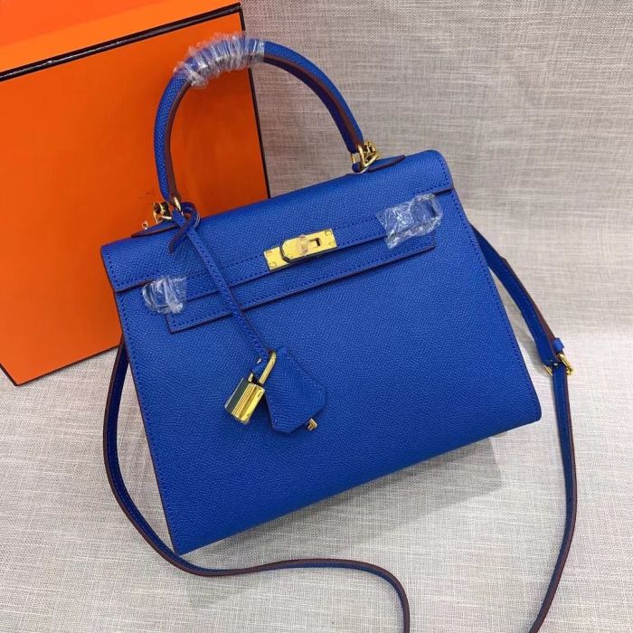 Genuine Epsom Leather Designer Kelly Bag 19cm 22cm 25cm 28cm with a Leather Horse Keychain