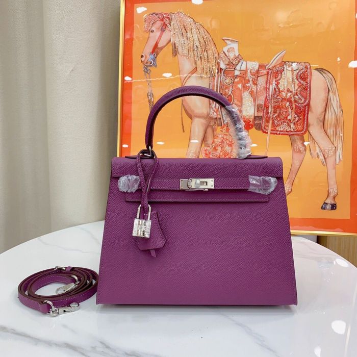 Mini Epsom Leather Tote Shoulder Bag with Silver Hardware