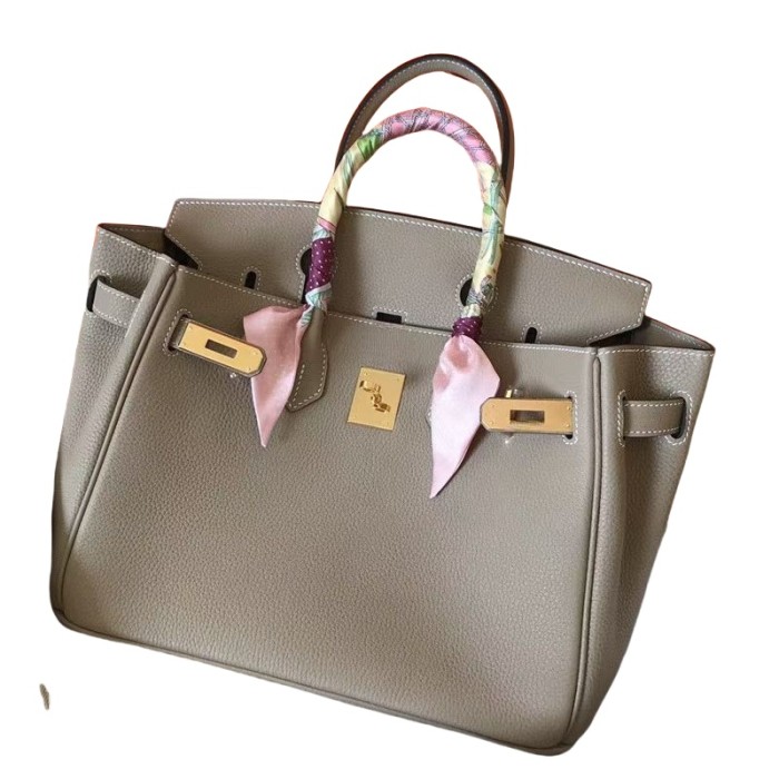 Genuine Togo Calfskin Leather Women Top Handle Bag